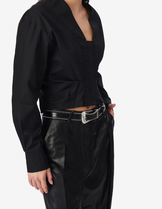 LEANEL V-NECK GATHERED SHIRT